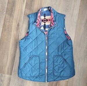 Quilted Vest with Patterned Collar